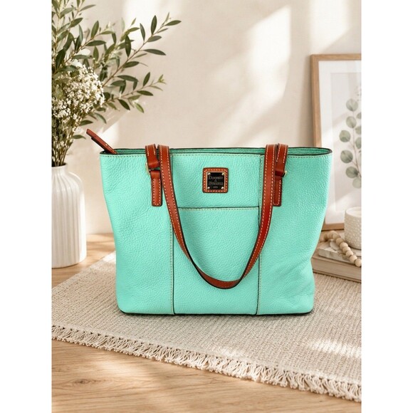 Dooney & Bourke Handbags - Dooney & Bourke Lexington Shopper Pebble Grain Leather Tote Bag Spearmint Green